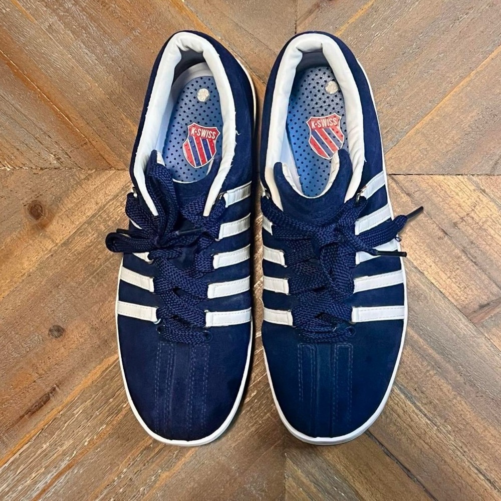 K-Swiss classic Dark Blue and White vintage Shoes Size 9.5‎